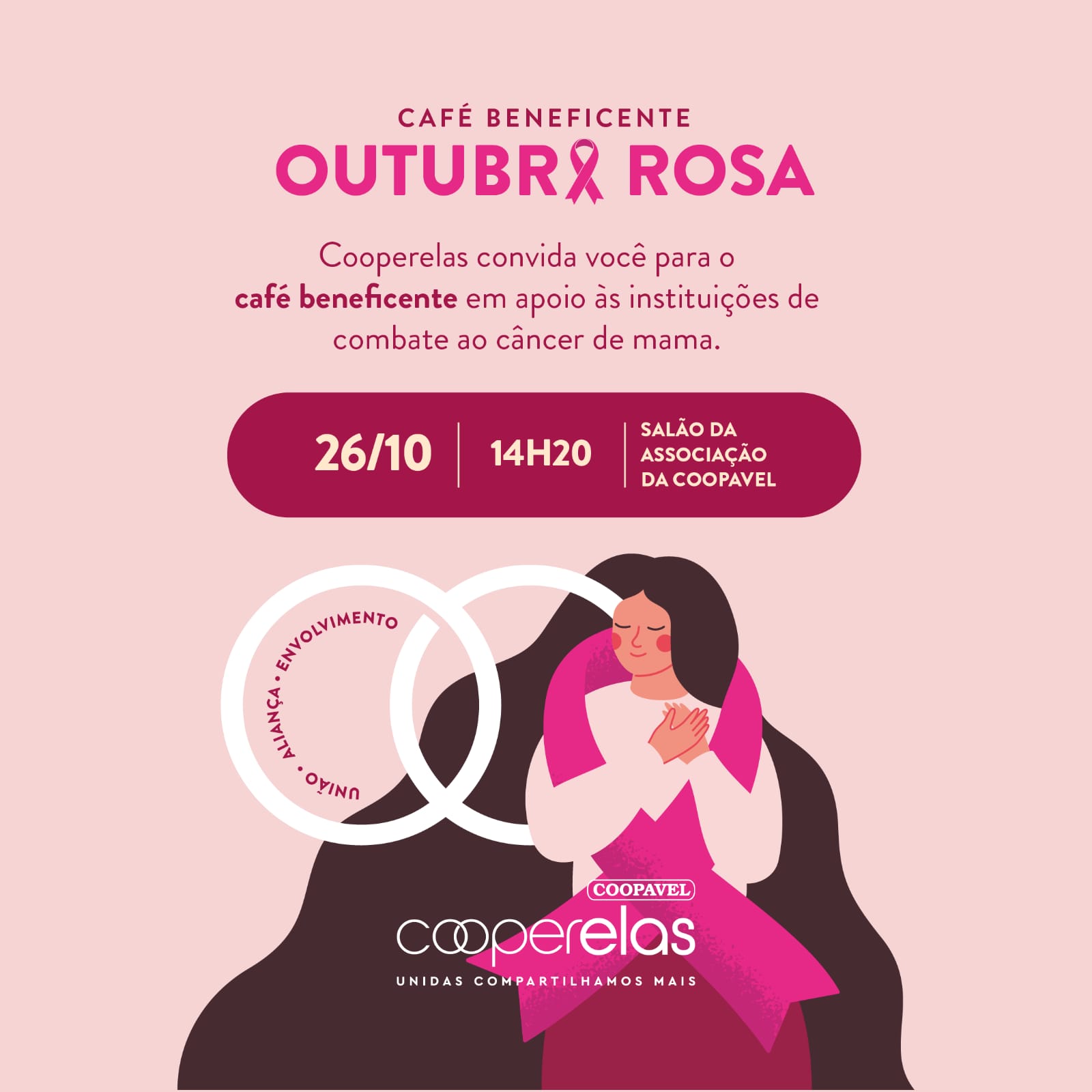 Cooperadas vão participar quarta-feira de evento beneficente do Outubro Rosa